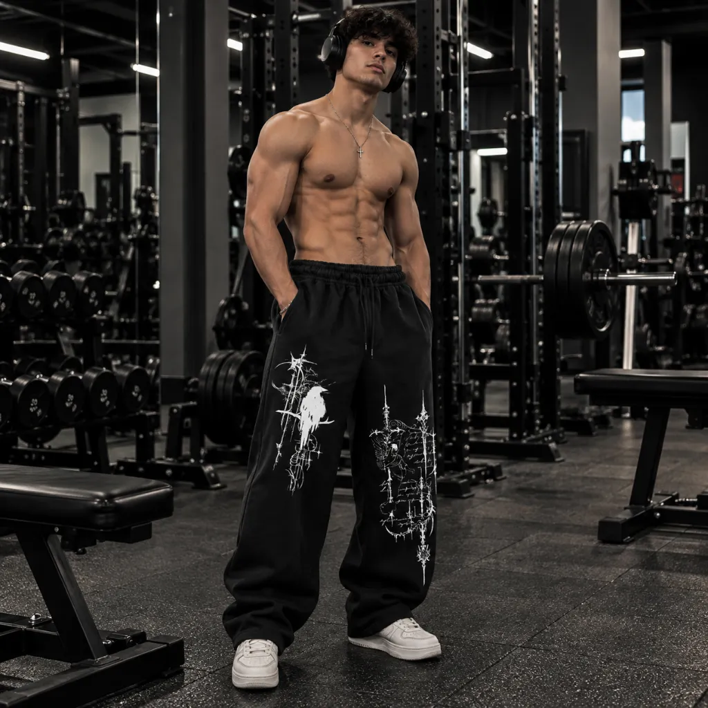 Entrenamiento urbano con pantalones góticos.webp