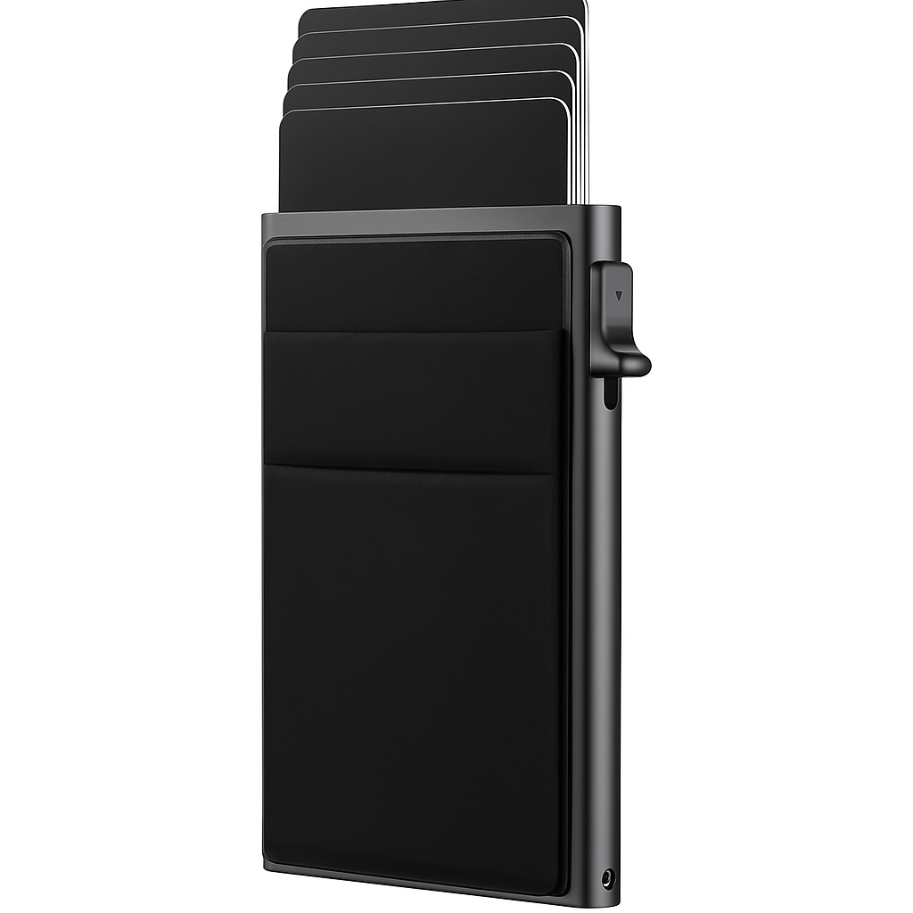 Tarjetero automático con espacio para billetes 