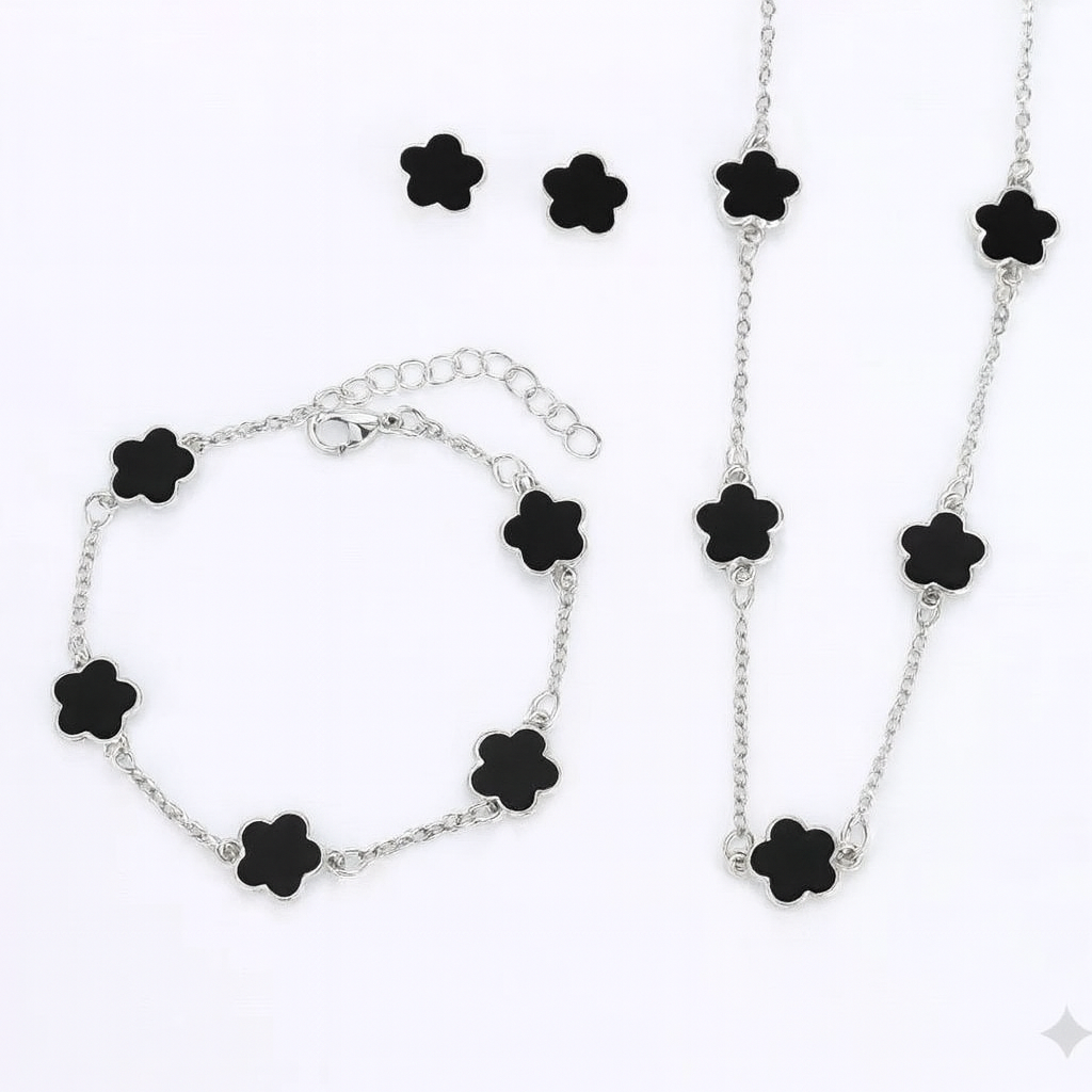  set flores negras gris
