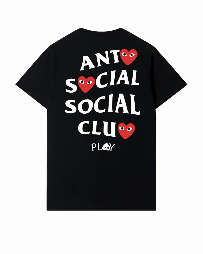 Playera Antisocial Club con corazones (L)