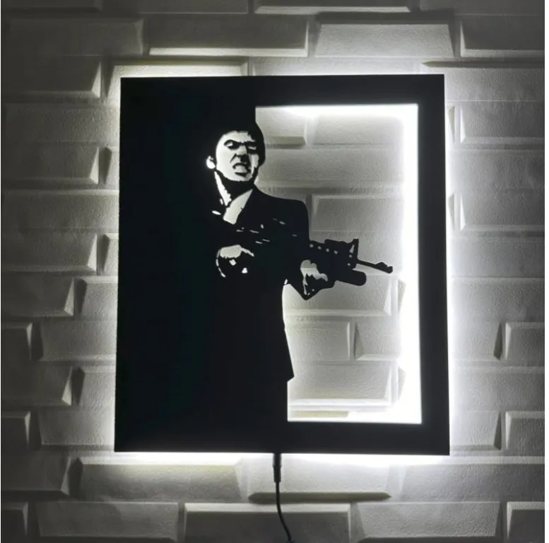 cuadro neon de Tony Montana (blanco)