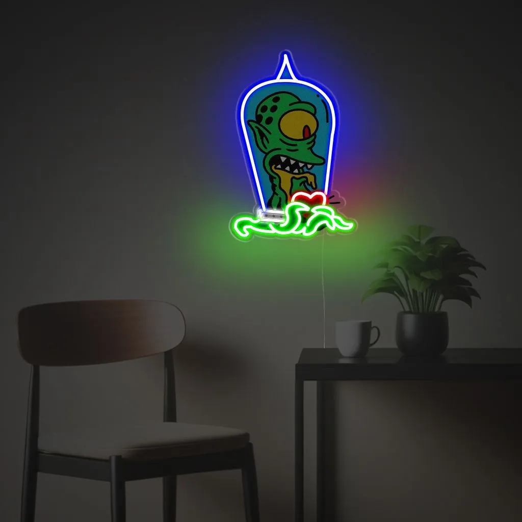 Cuadro neón de Kang el alienígena de los Simpson