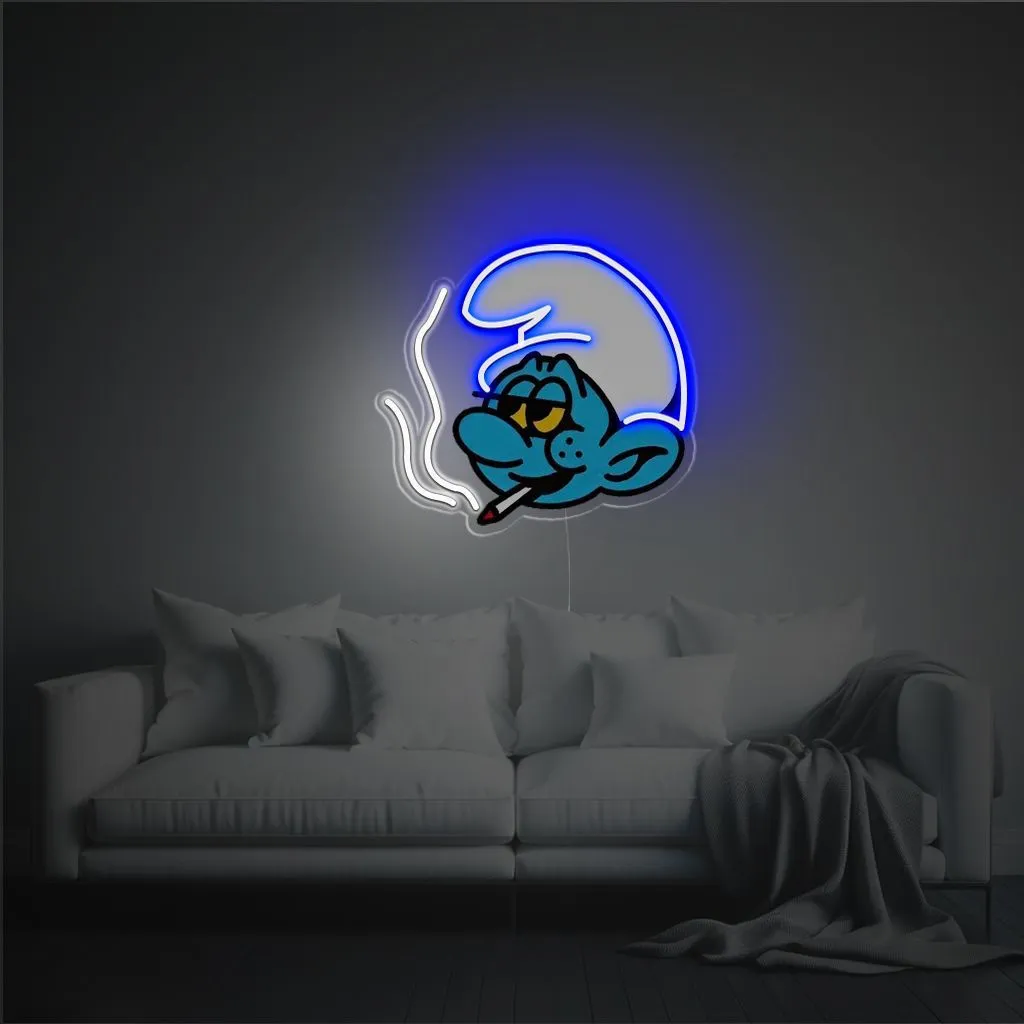 Cuadro neón de Pitufo