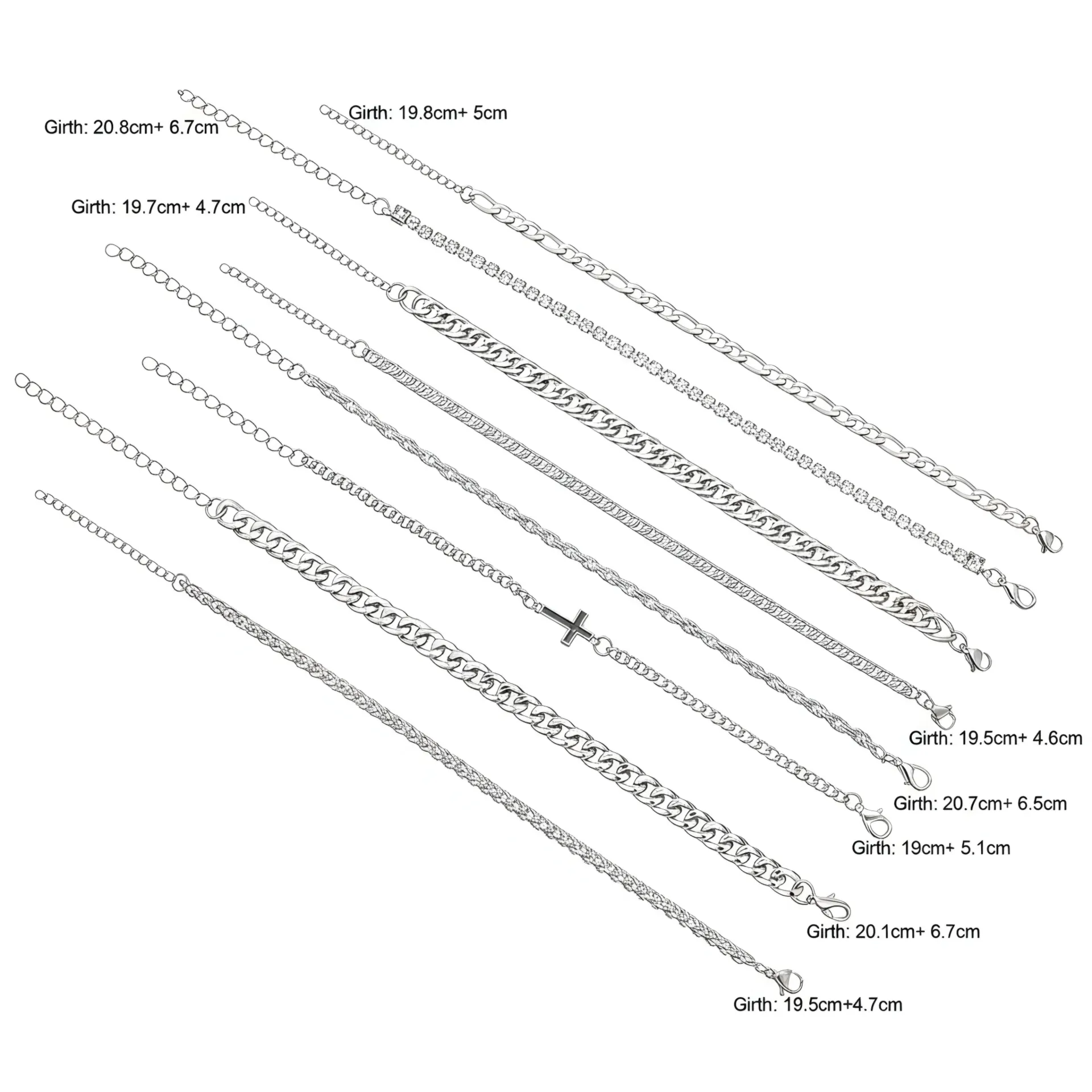 Set de pulseras y2k plateadas