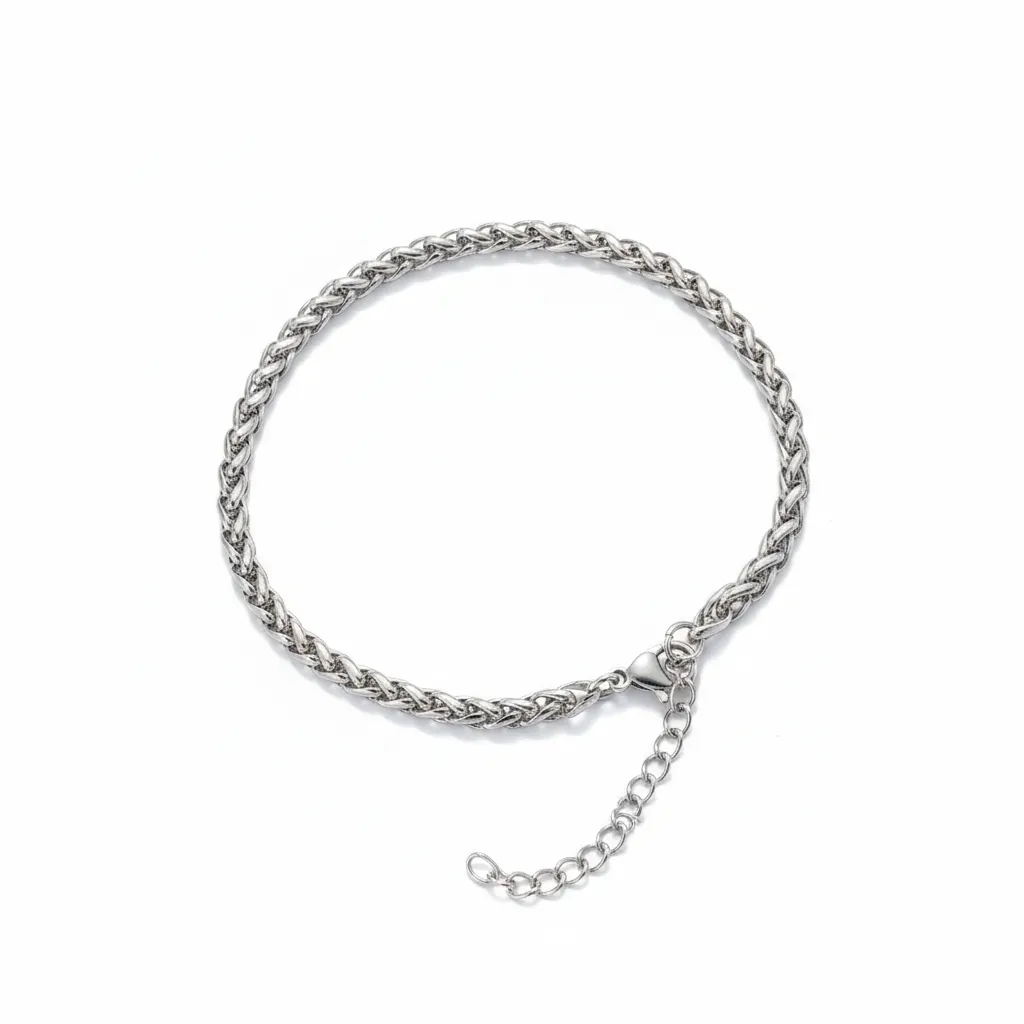 Brazalete Y2K Plateado Trenzado