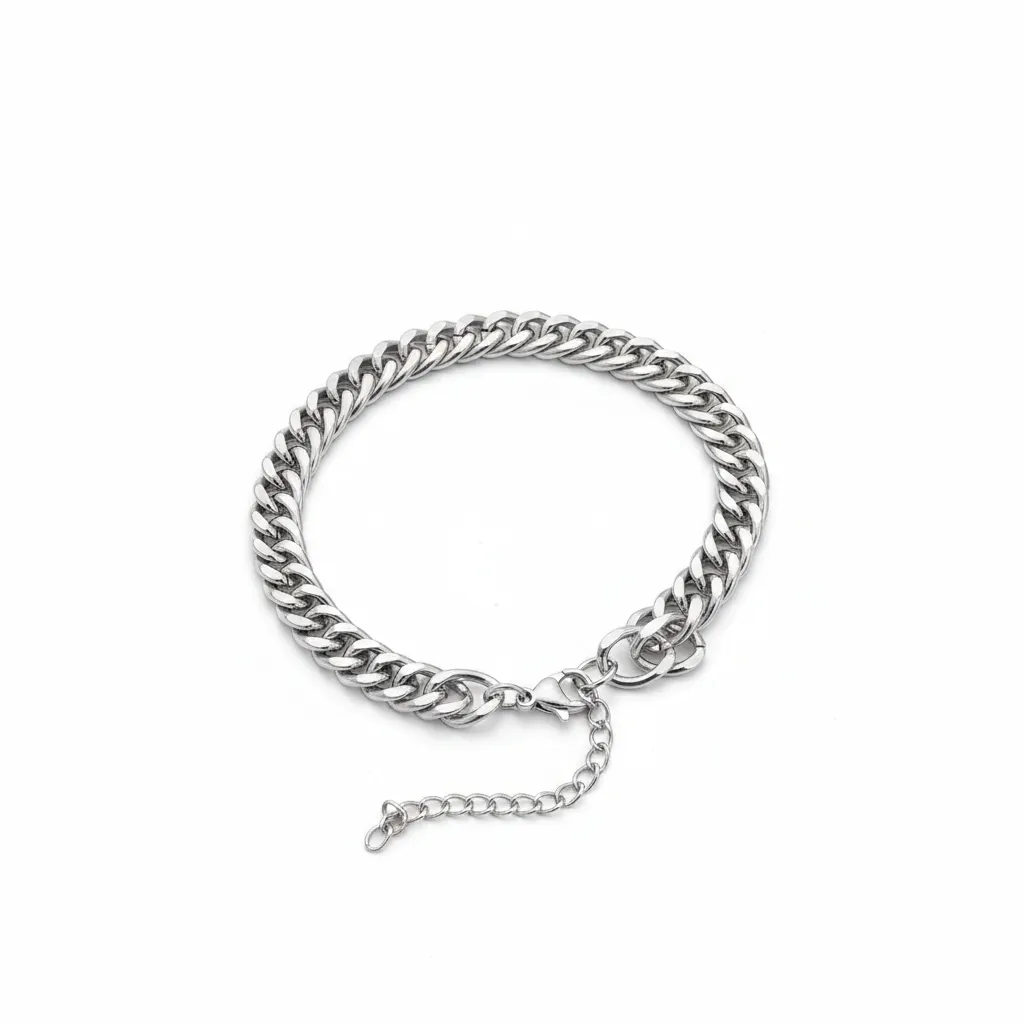 Brazalete Y2K Plateado Tipo Cubano