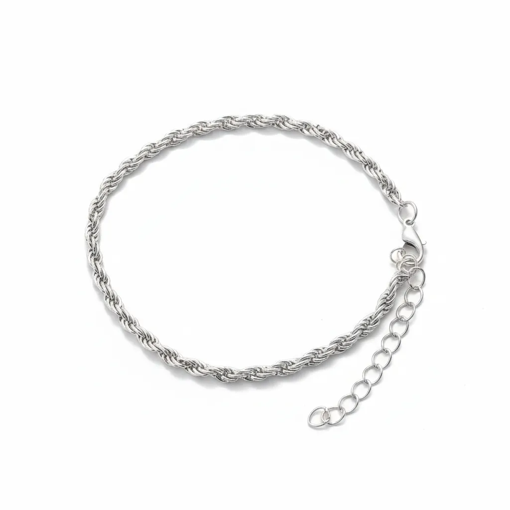 Brazalete Y2K Plateado Trenzado Fino