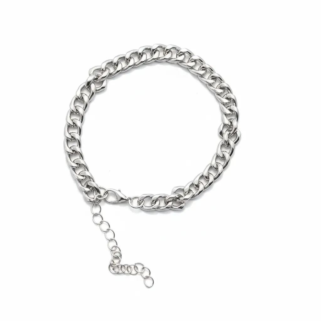 Brazalete Y2K Plateado Tipo Cuban Link