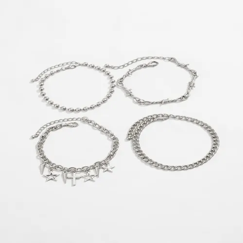 Set 4 en 1 Gótico Plateado Y2K