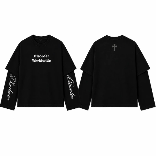 playera de doble manga  total black d1sorder (L)