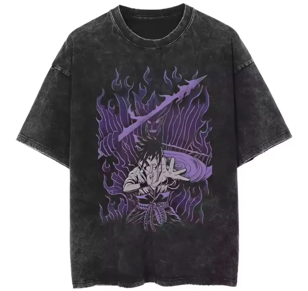 playera deslavada sasuke (L)