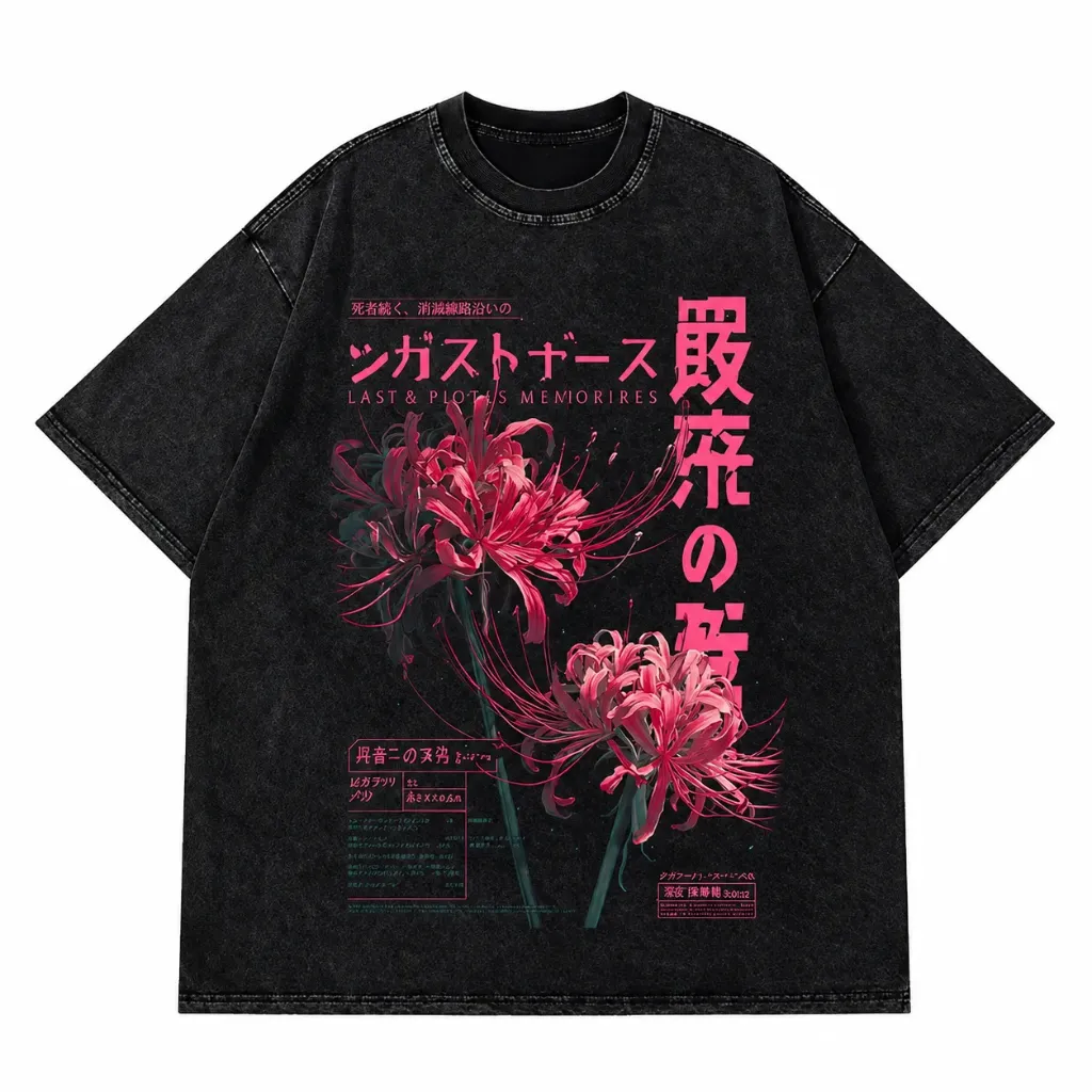 playera deslavada spider lily