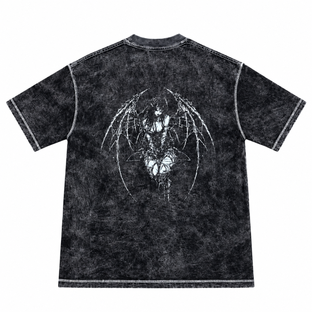T-Shirt Acid Wash kawaii demon (L)